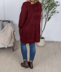 Michelle Mae Madison Cozy Cardigan in burgundy - women's cardigan - view 4