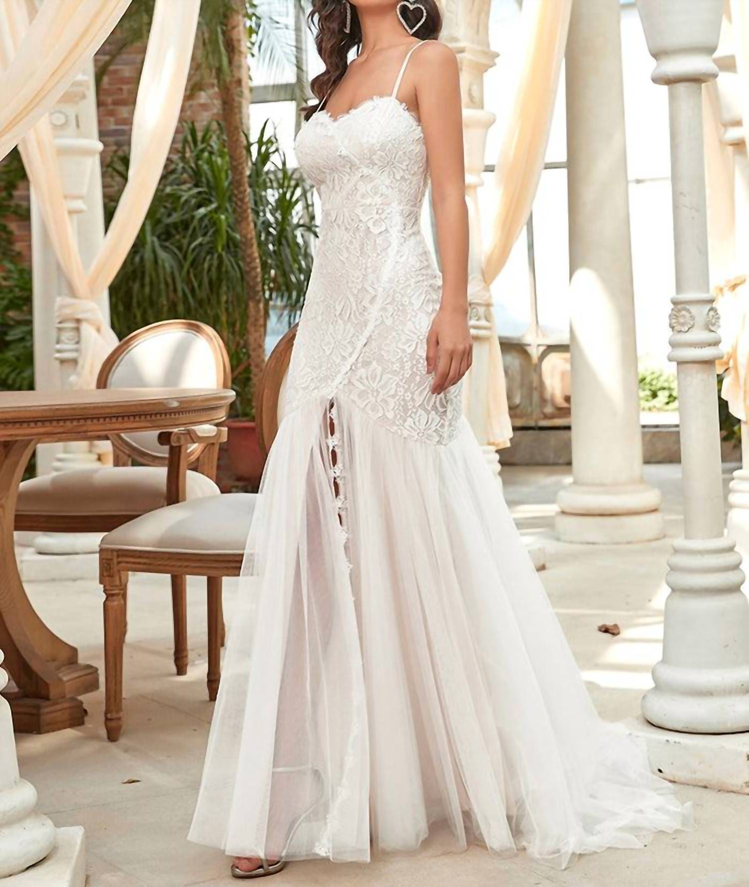 Ever-Pretty - Sleeveless Sweetheart Neck Split Wedding Dress