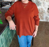 mudpie Noralee Button Sweater in rust - women's sweater