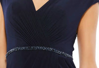 Mac Duggal - Beaded Waist Cap Sleeve Dress Gown