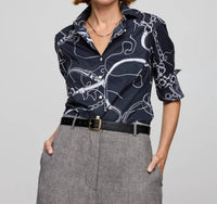Hinson Wu - Diane Long Sleeve Equestrian Print Shirt