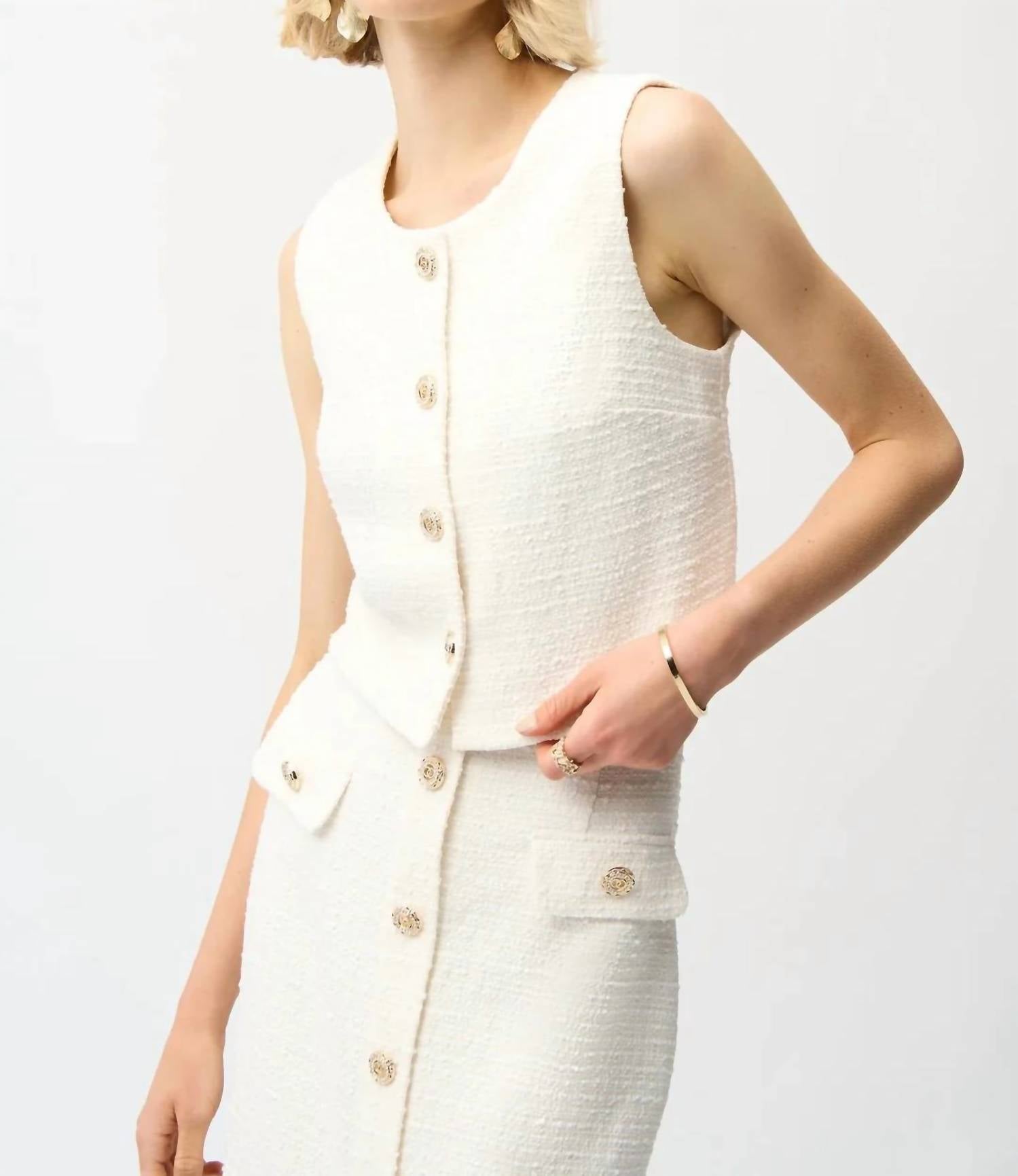 Joseph Ribkoff - Bouclé Button Front Vest