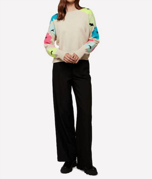 Brodie Cashmere - Funky Floral Pop Crew Neck Jumper