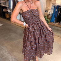 Emory Park Bella Polka Dot Maxi Dress in brown - women's dress - detail view