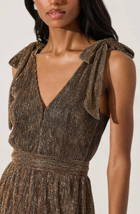 Astr - Desma Metallic V-neck Maxi Dress