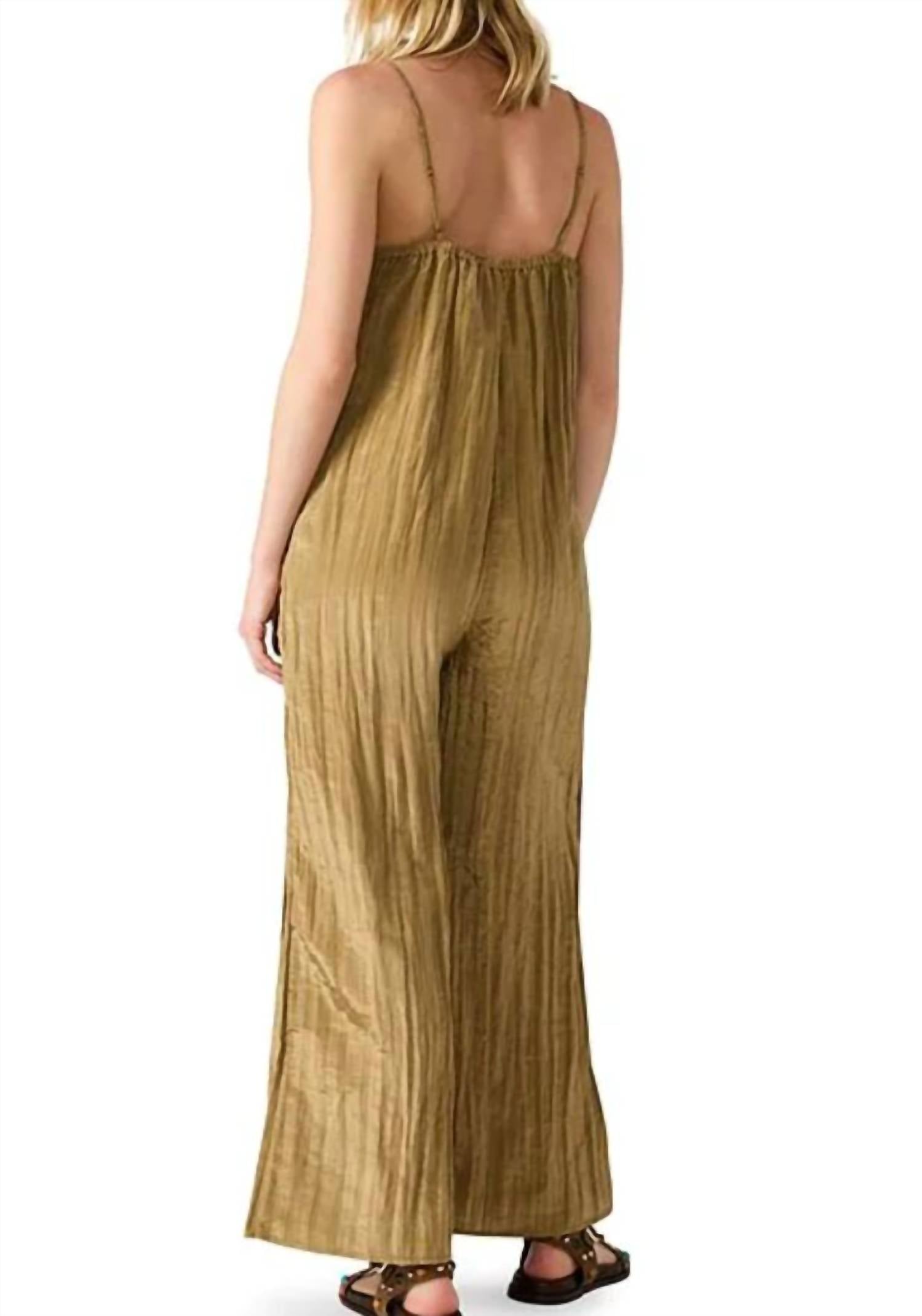 STEVE MADDEN Faithful Still Jumpsuit in deep olive - women's pants - detail view