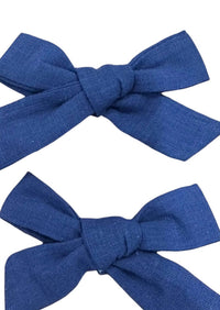 Twinkled Twig - Kids Linen Hair Bows - 2 Piece