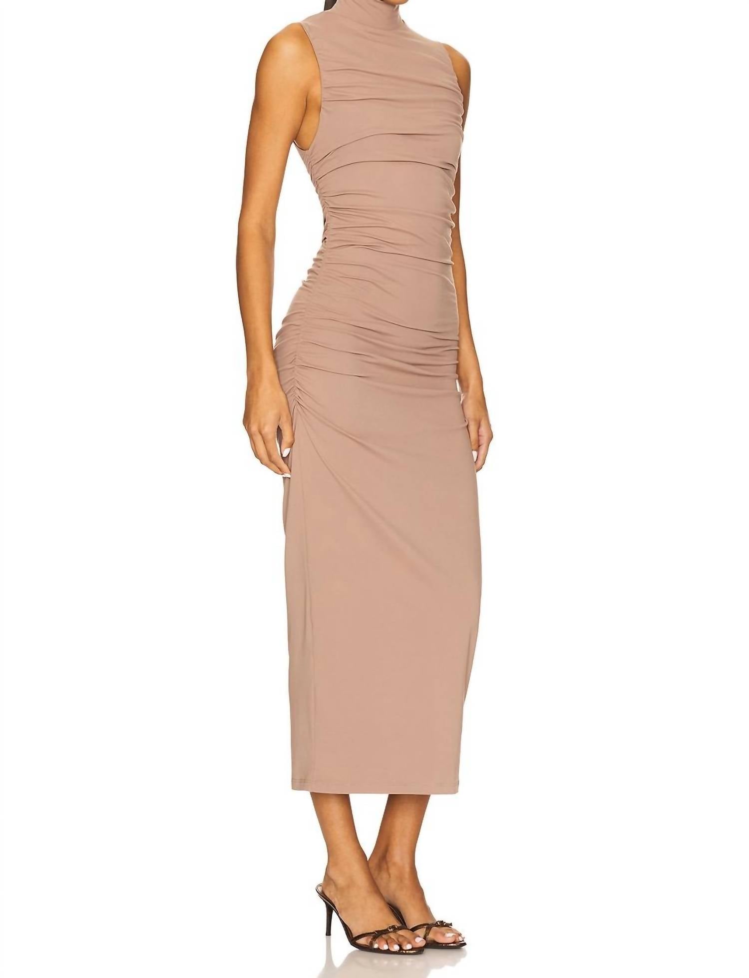 Susana Monaco - Gathered Mock Neck Sleeveless Dress