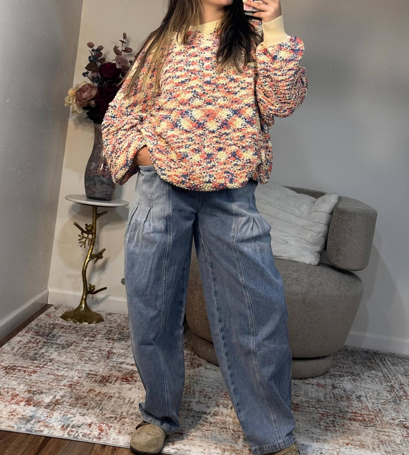Easel - Bridget Popcorn Knit Multicolor Sweater