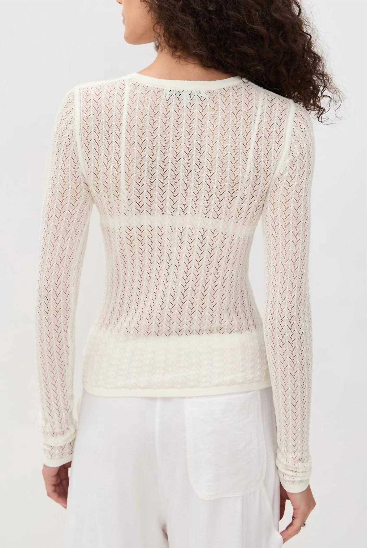 White + Warren - Paperfine lace Stitch top