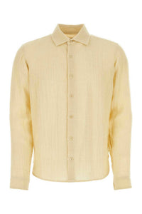 Le Kasha Men's Dewas Linen Shirt in yellow - men's shirt
