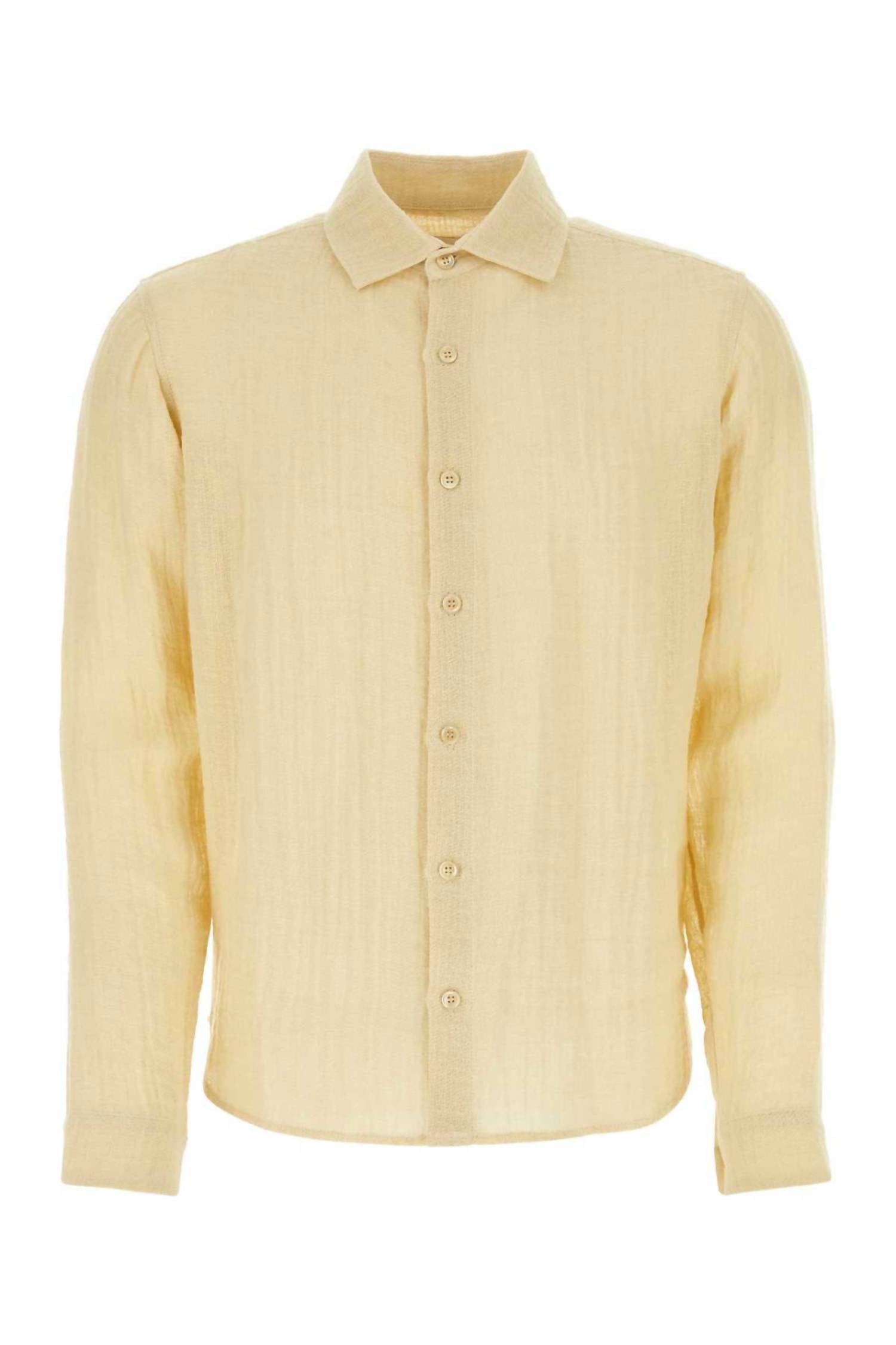 Le Kasha Men's Dewas Linen Shirt in yellow - men's shirt