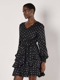 Apricot - Foil Spot Layered Long Sleeve Dress