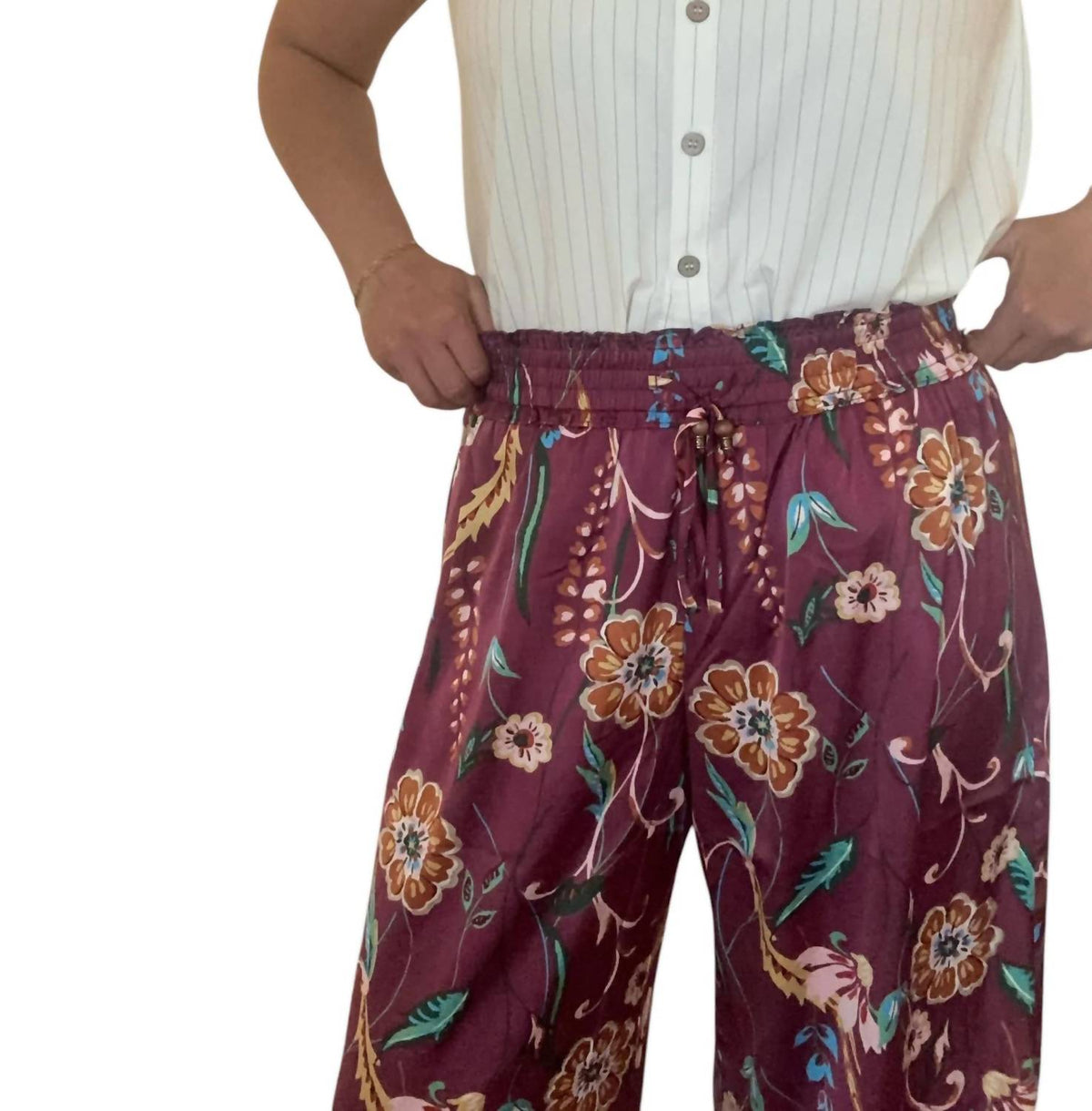 Thml - Sophia Floral Smocked Waist Wide Leg Pants