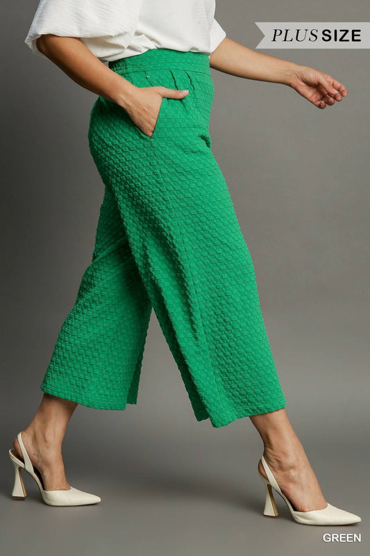 Umgee - Textured Cropped Pants - Plus