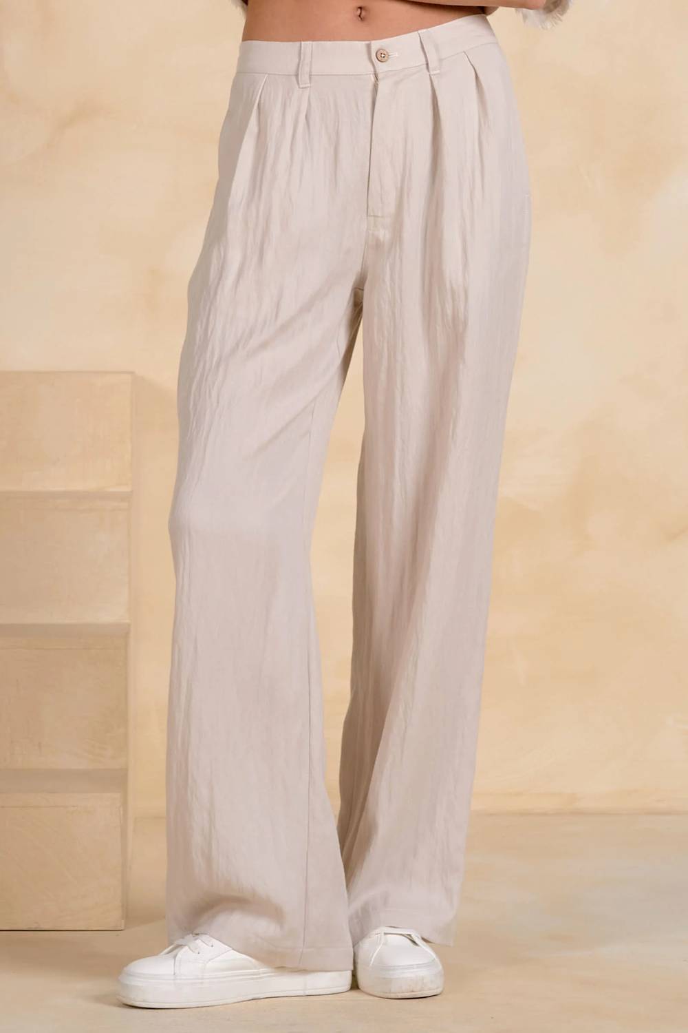 Elan - High Waist Pleated Trousers