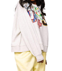 QUEEN OF SPARKLES Nurse Multi Fabric Sweatshirt in grey - women's top - detail view