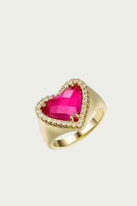 WHITNEY GEMSTONE HEART SIGNET RING