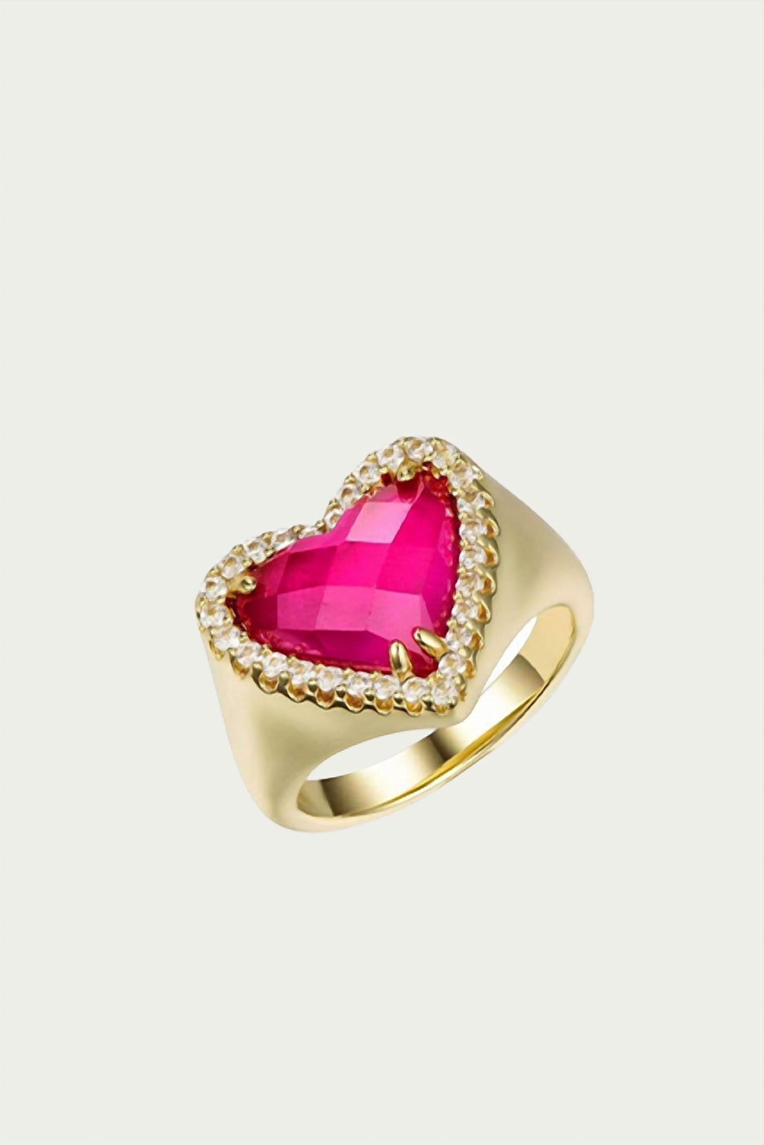 WHITNEY GEMSTONE HEART SIGNET RING