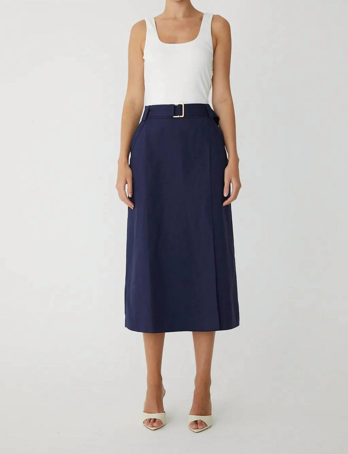 Js71 - Two Tone Midi Dress With Belt