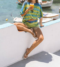 Ciao Ciao Vacation - Women's Curaçao Tie Die Lace Trim Shorts