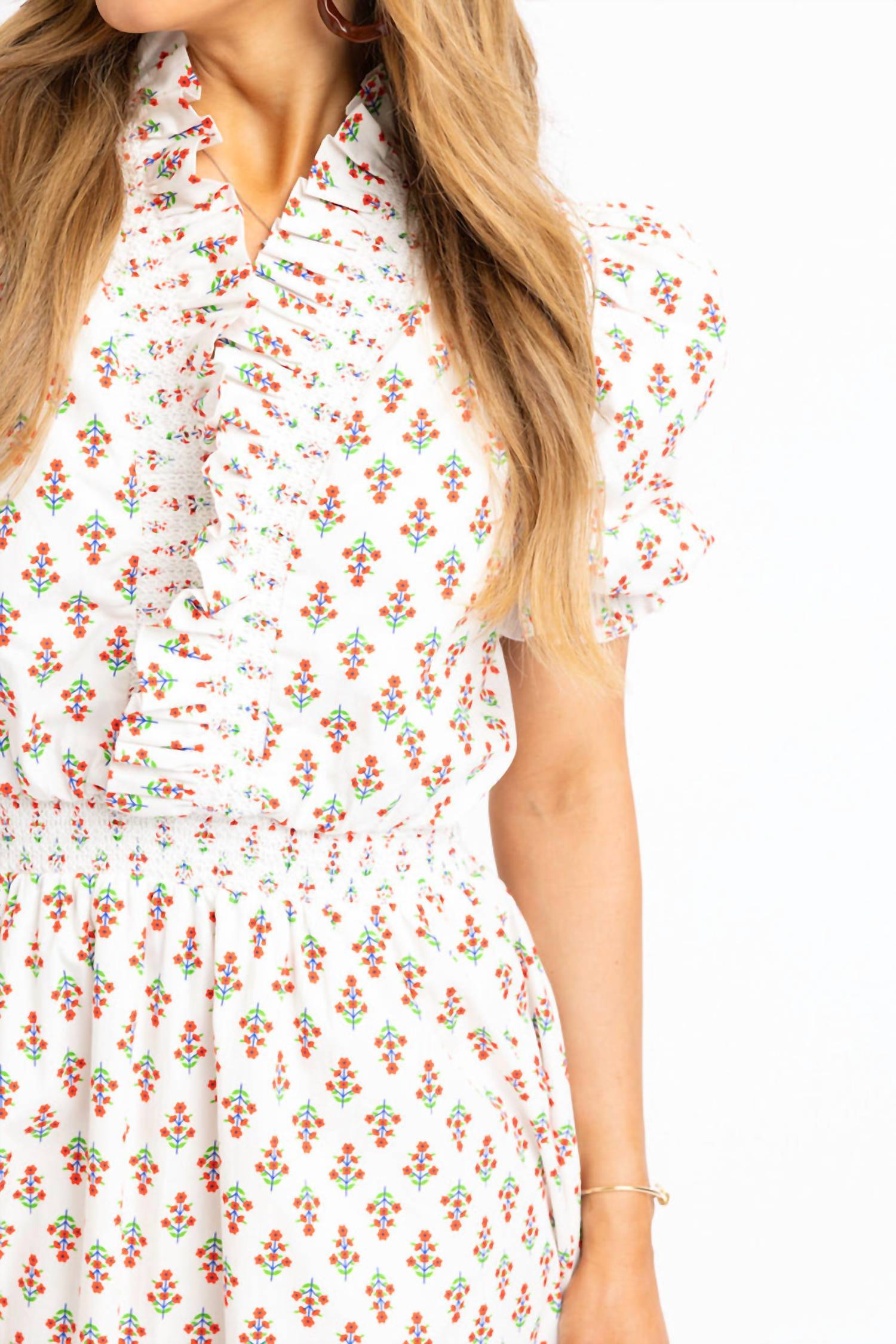 Karlie - Floral Ruffle Smock Maxi Dress