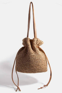 Fame Accessories - Women's Faux Leather Straps Braided Tote Bag