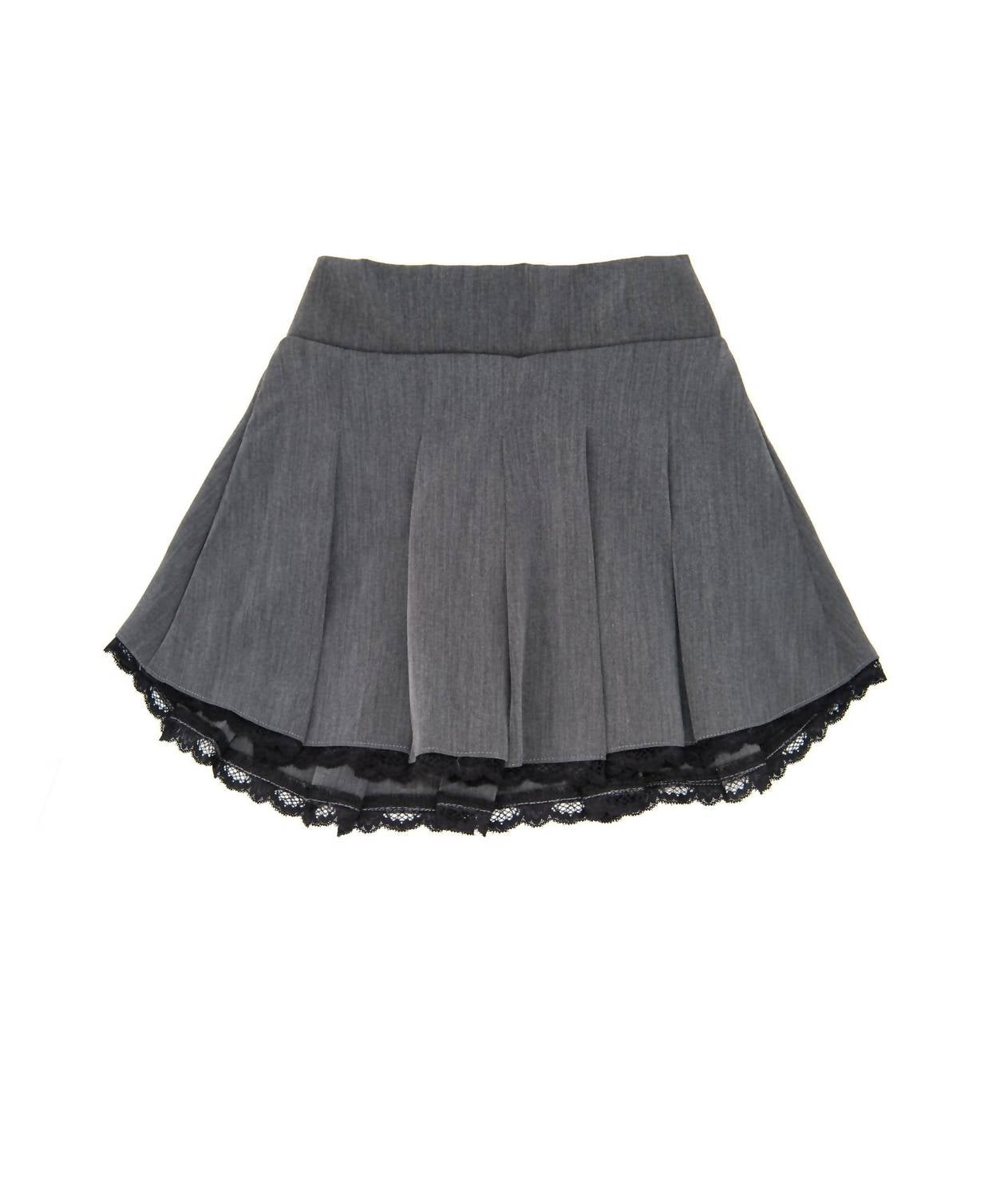 flowers by zoe Girl's Elin Gabardine Skirt With Lace in grey - kids' skirt - view 4
