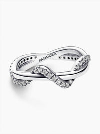 Pandora Women's Sparkling Intertwined Wave Ring in silver - women's jewelry - view 4