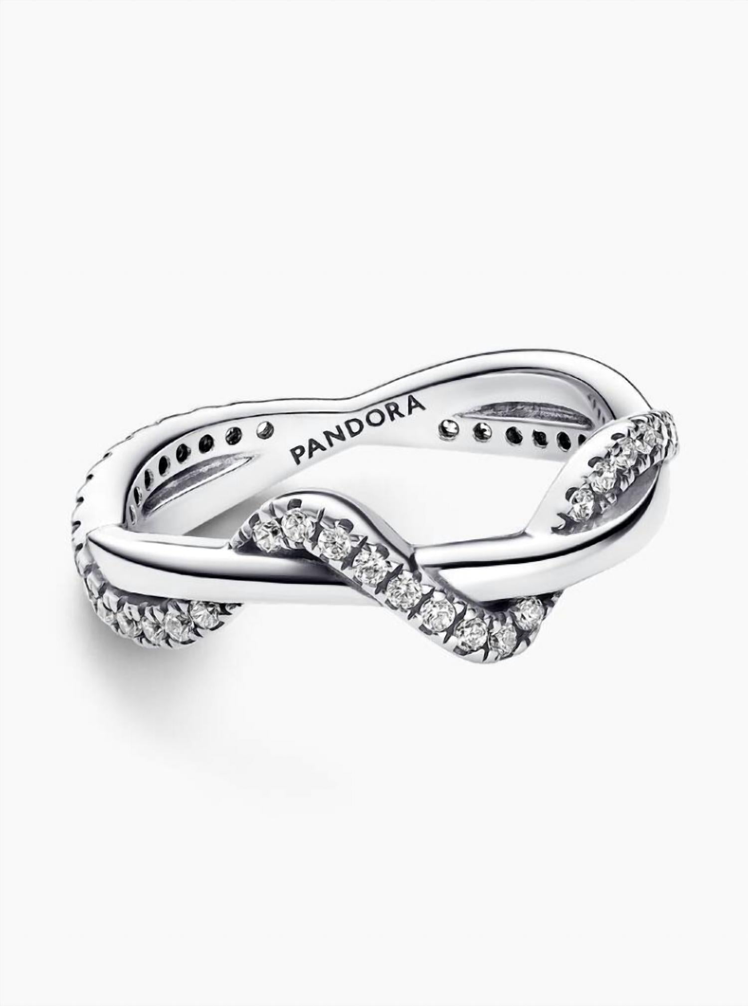 Pandora Women's Sparkling Intertwined Wave Ring in silver - women's jewelry - view 4