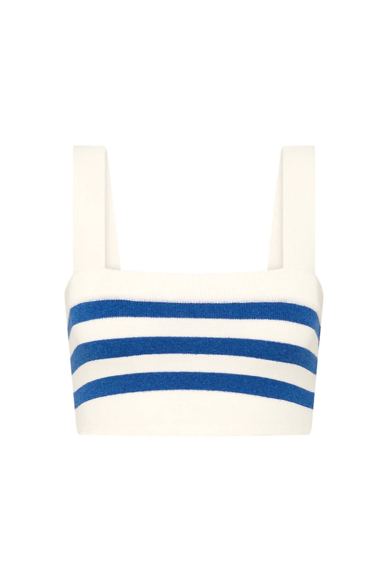 POSSE Ari Crop Top in blue stripe - women's shirt - alternate view