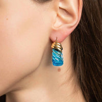 Gold & Honey - Women's Rope Shrimp Lucite Birthstone Hoop Earrings