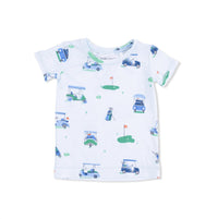 ANGEL DEAR Boys Vintage Golf Carts Short Sleeve Lounge Set in blue - item - detail view
