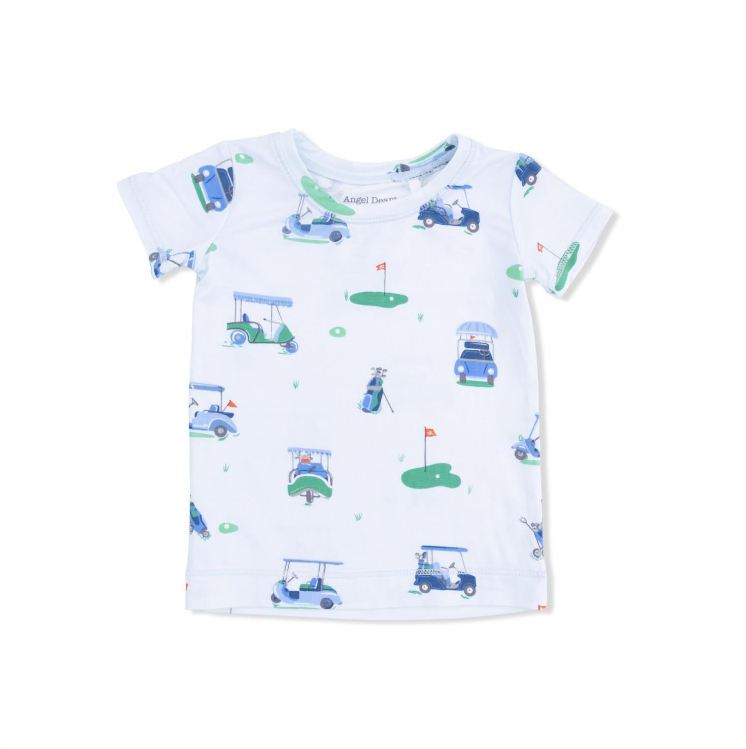 ANGEL DEAR Boys Vintage Golf Carts Short Sleeve Lounge Set in blue - item - detail view