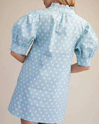 Glam - Ruffle V-neck Polka Dot Mini Dress
