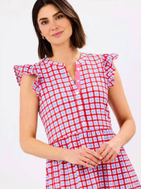 Mary Square - Riley Flutter Sleeve Gingham Dress