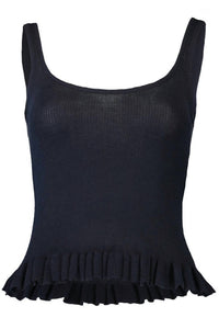 Brandon Maxwell Phoebe Knit Tank Top in navy - women's tank top - view 4