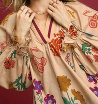 Umgee - Bohemian Floral Peasant Blouse