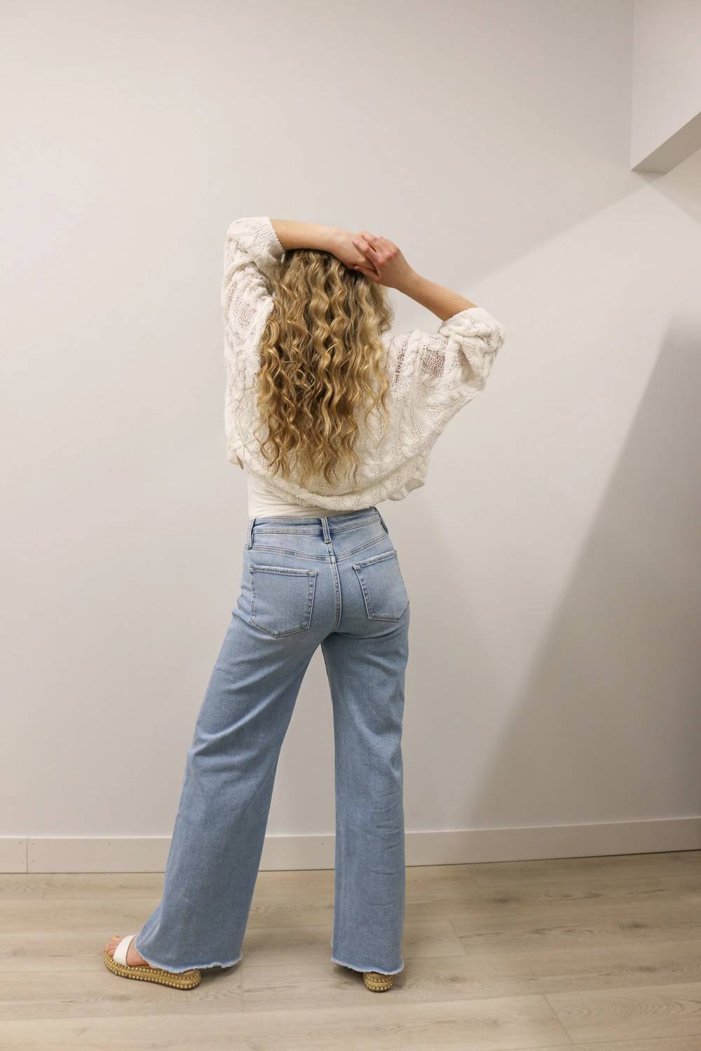Vervet By Flying Monkey - Judy Wide Leg Comfort Stretch Raw Hem Jeans