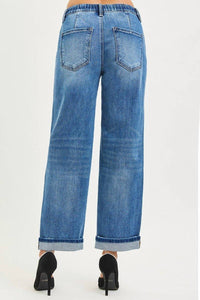 Risen - Elastic Waist Slouchy Boyfriend Jeans