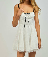 Sky to Moon Ribbon Trim Eyelet Mini Dress in white - women's dress