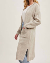 Bluivy - Longline Hoodie Drape Open Front Cardigan