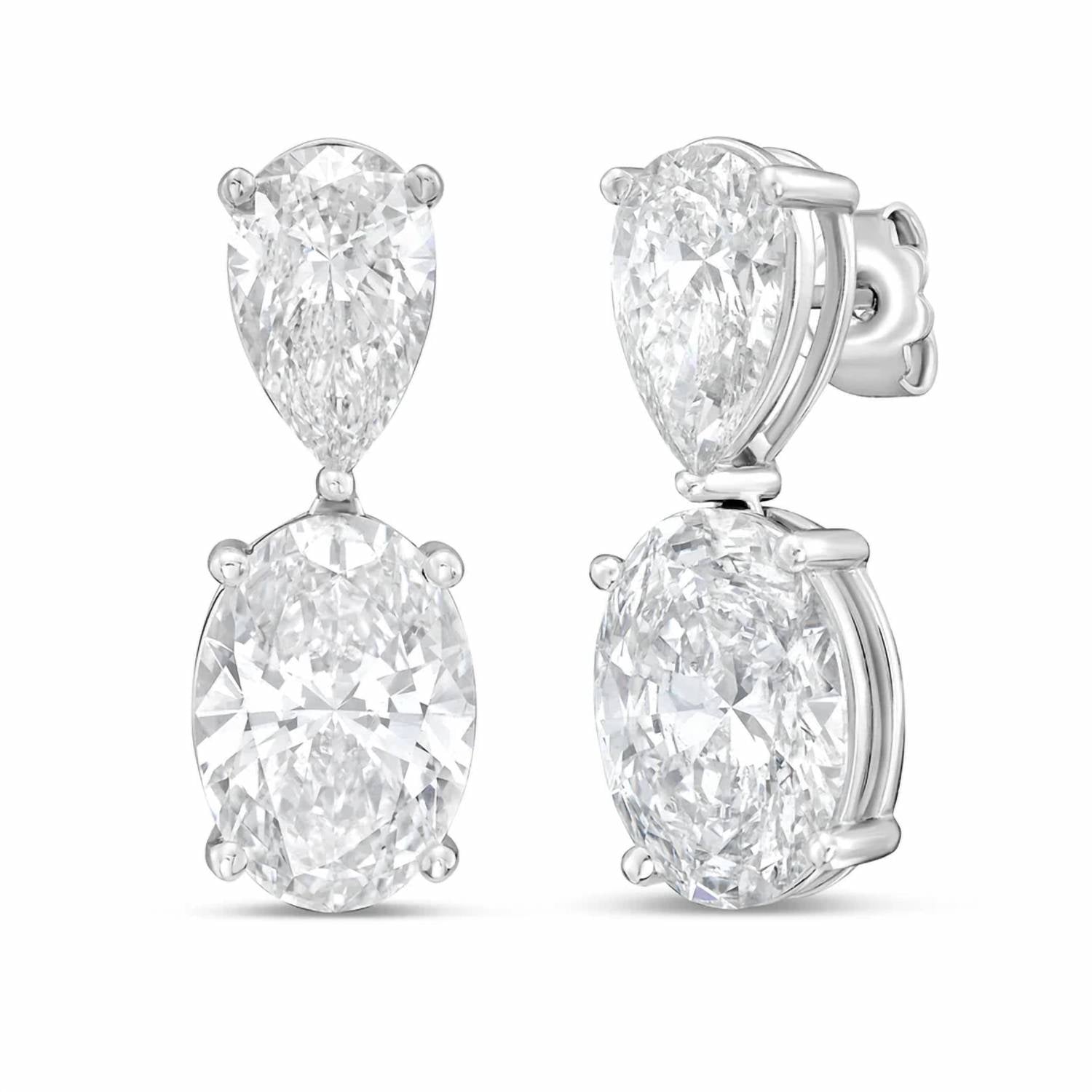 Diana M Jewels - Women's Pear Lab-Grown Diamond Stud Earrings (15.00 Ct TCW) - Grand