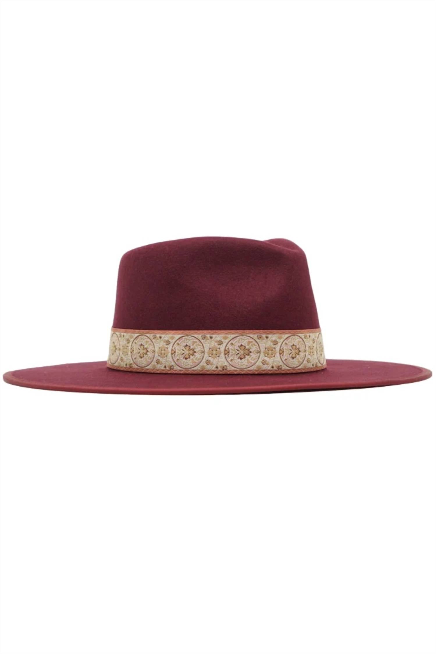Olive & Pique Women's Melisande Hat in burgundy - women's hat - detail view