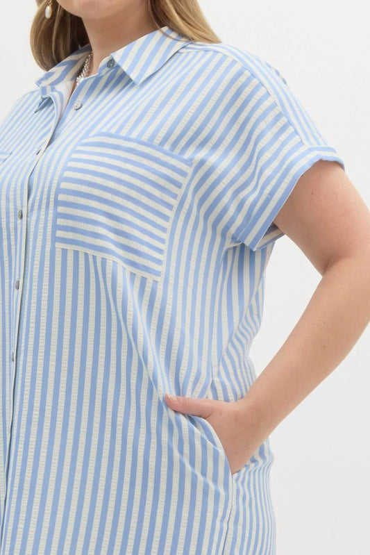 Entro - Striped Midi Shirt Dress