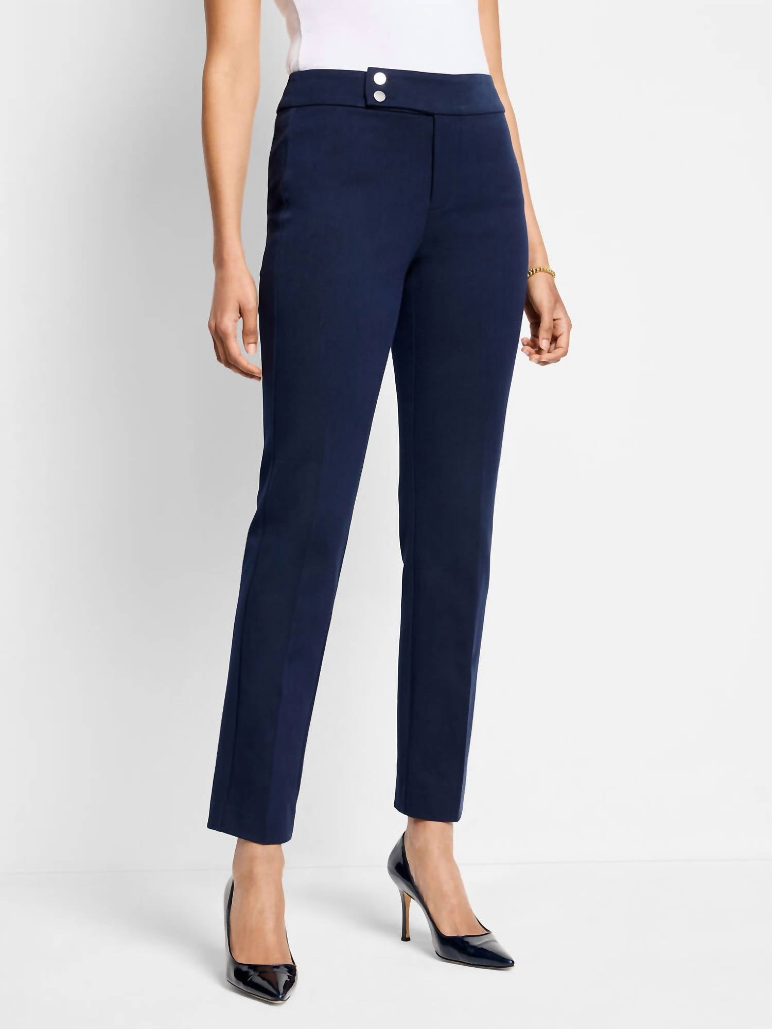 Nic + Zoe - Copley Straight Cotton Bi-stretch Extended Tab Pant