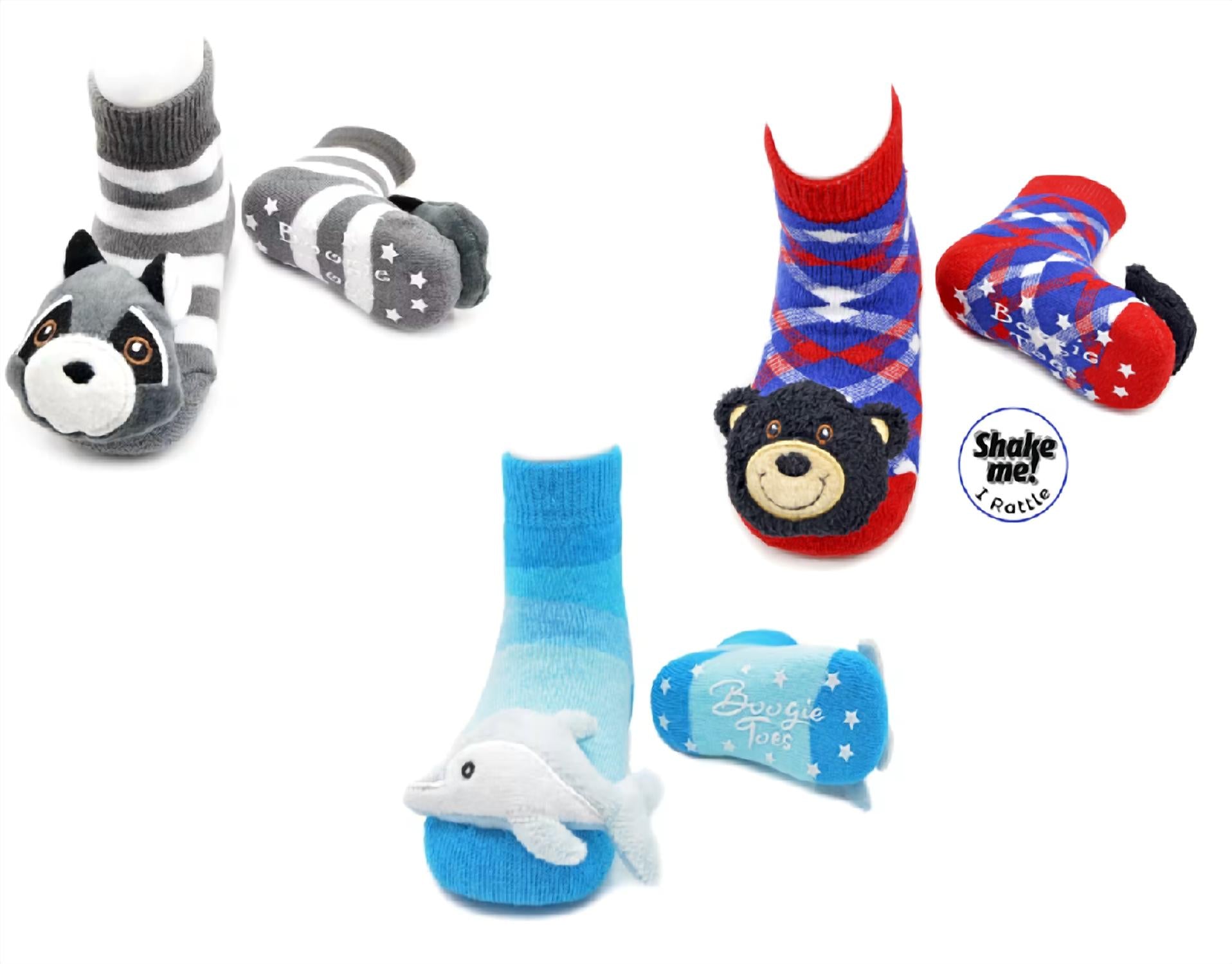 Liventi Inc. Kids Boogie Toe Rattle Socks Set Of 3 in multicolor 1 - kids' accessory