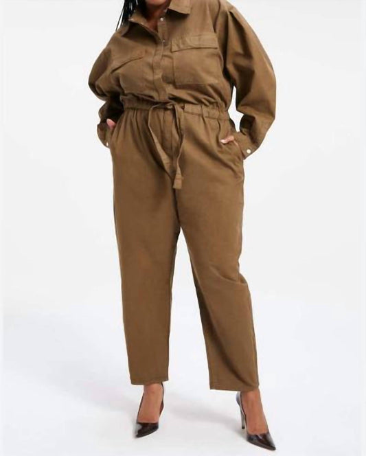 Good American - Cinched Elasticized Long-Sleeve Jumpsuit