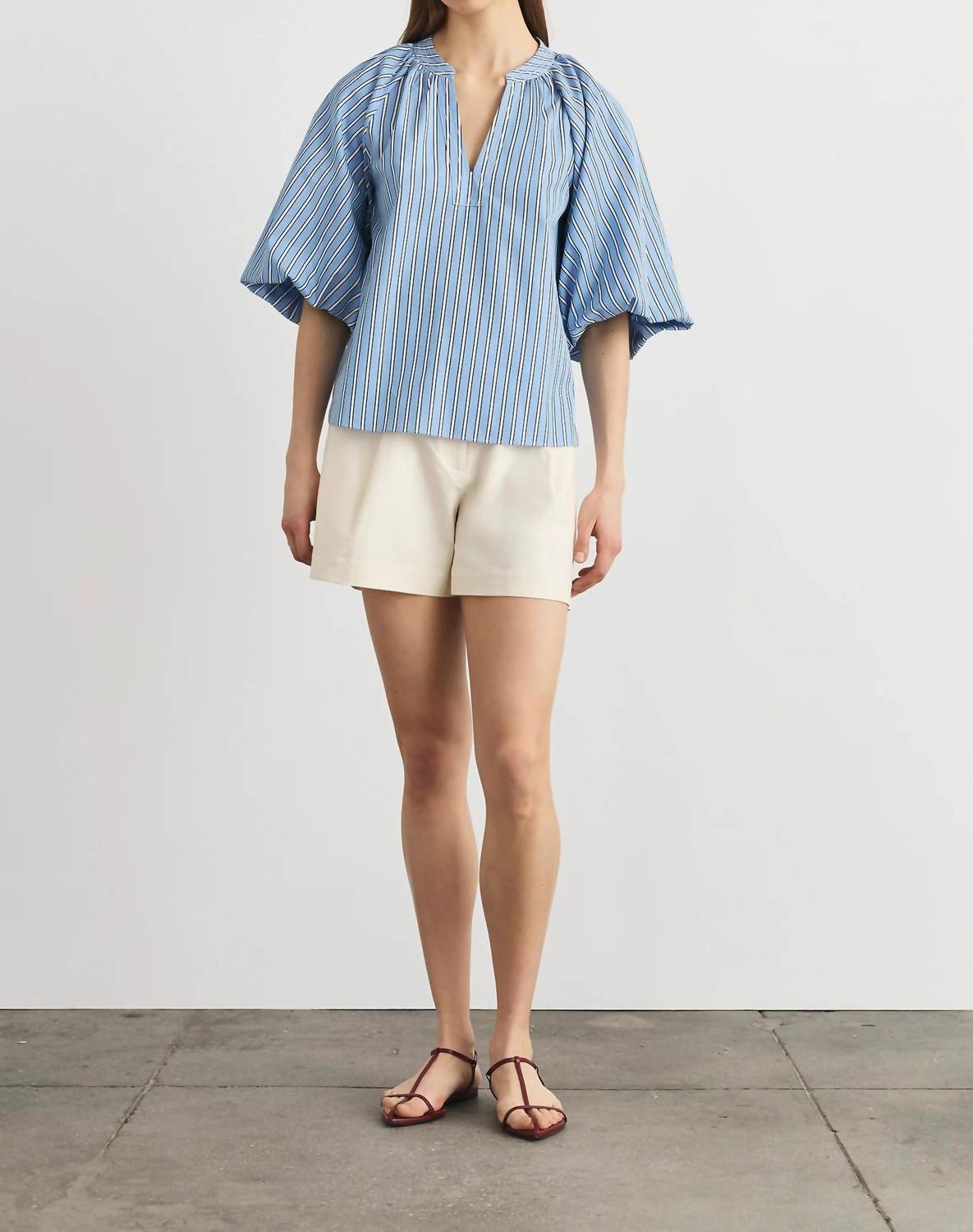 Tanya Taylor - Marine V Neck Balloon Sleeves Top