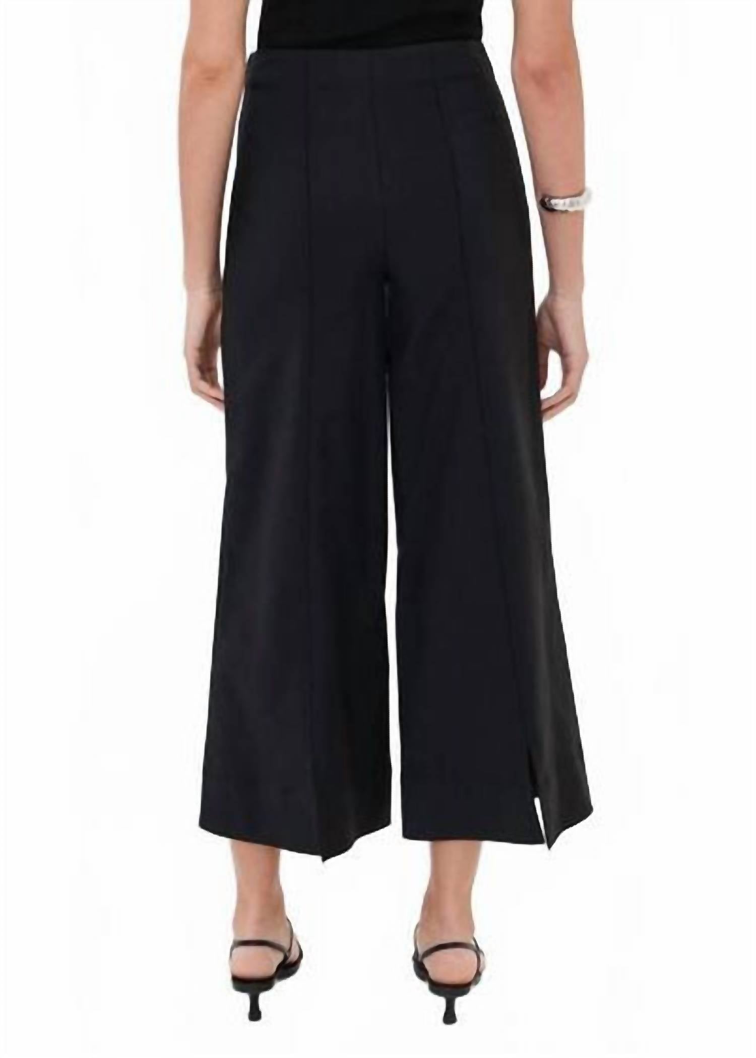 JONATHAN SIMKHAI Cropped Wide Leg Trouser Pants in black - women's pants - detail view